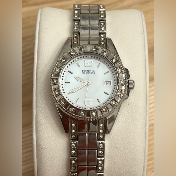 Fossil Ladies Watch Crystal Embellishments Stainless Bracelet Quartz Date Window - Picture 6 of 12